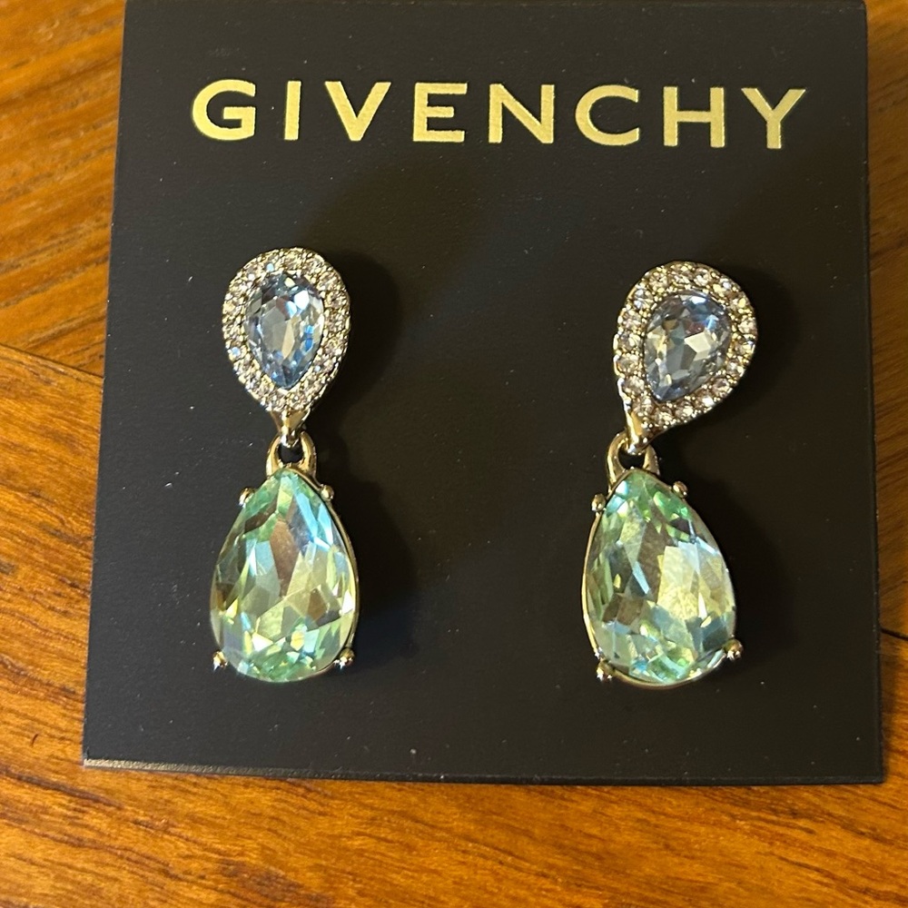 Givenchy Blue and Green Teardrop Earrings